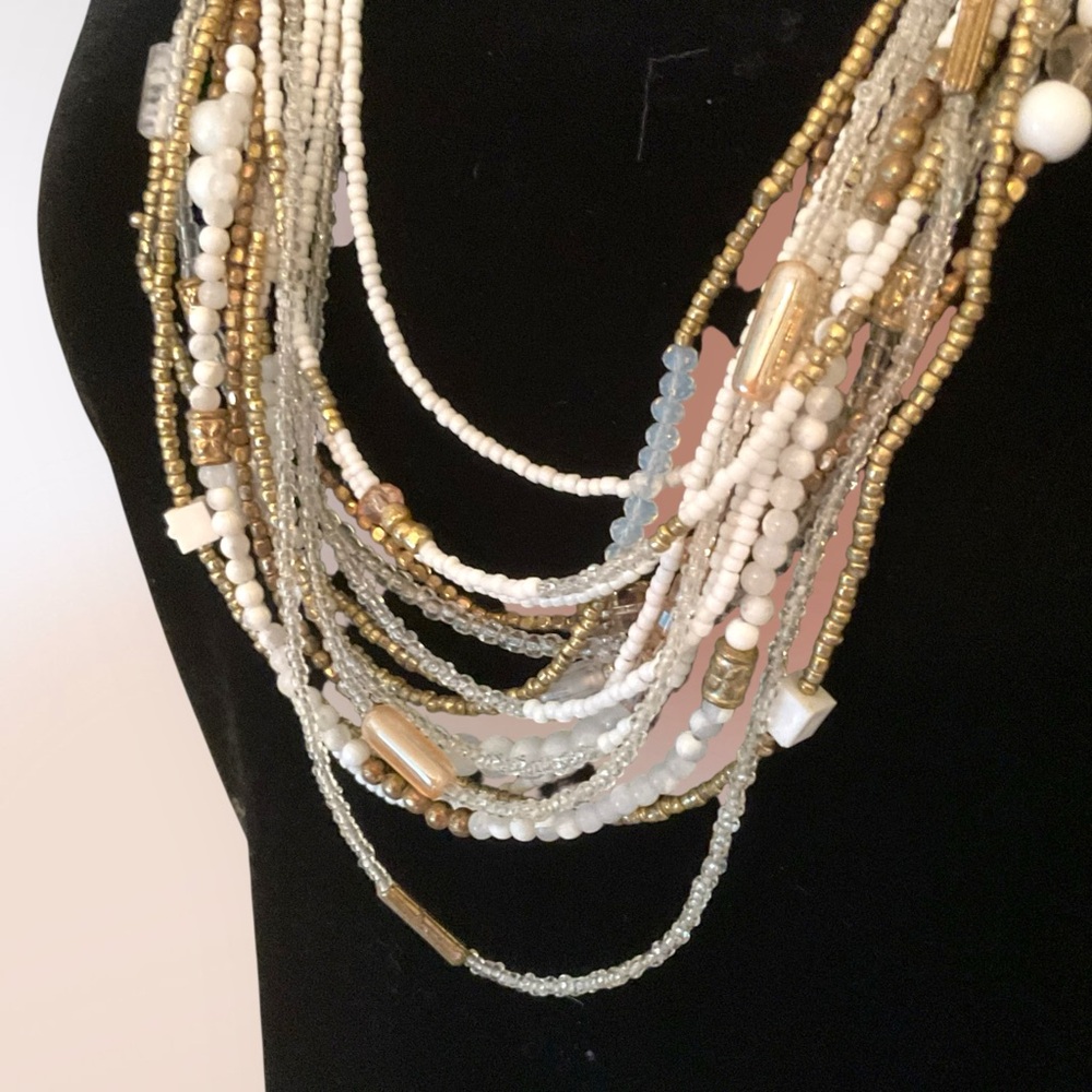 Chico’s Multi Strand Beaded Statement Long Neckla… - image 3